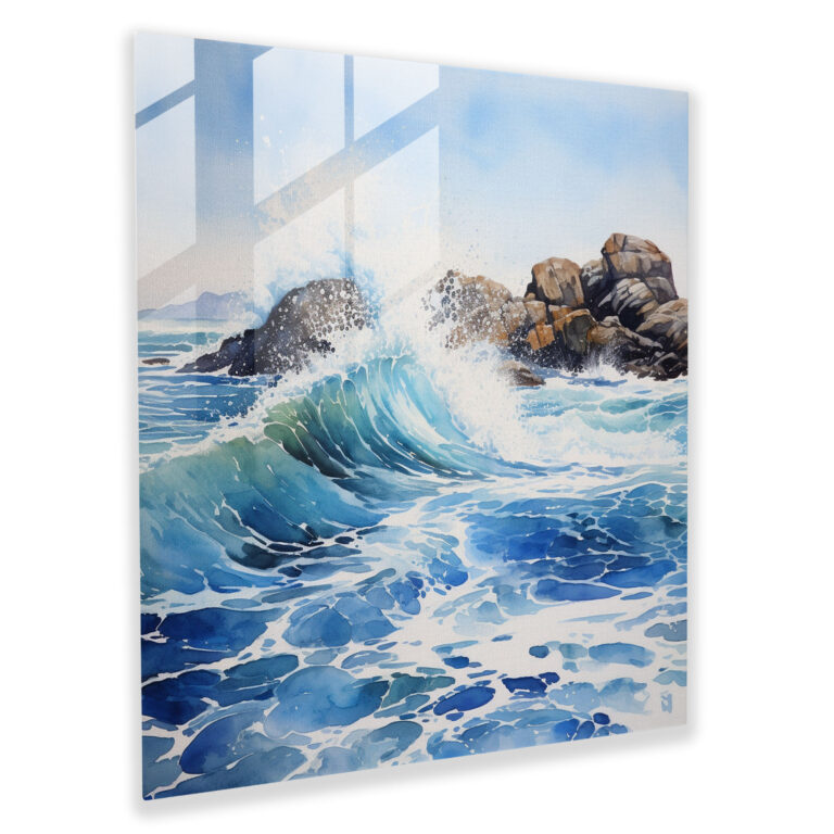 Entspannendes Glasbild mit coolen Ozeanwellen - Coole beruhigende Kunst aus Glas