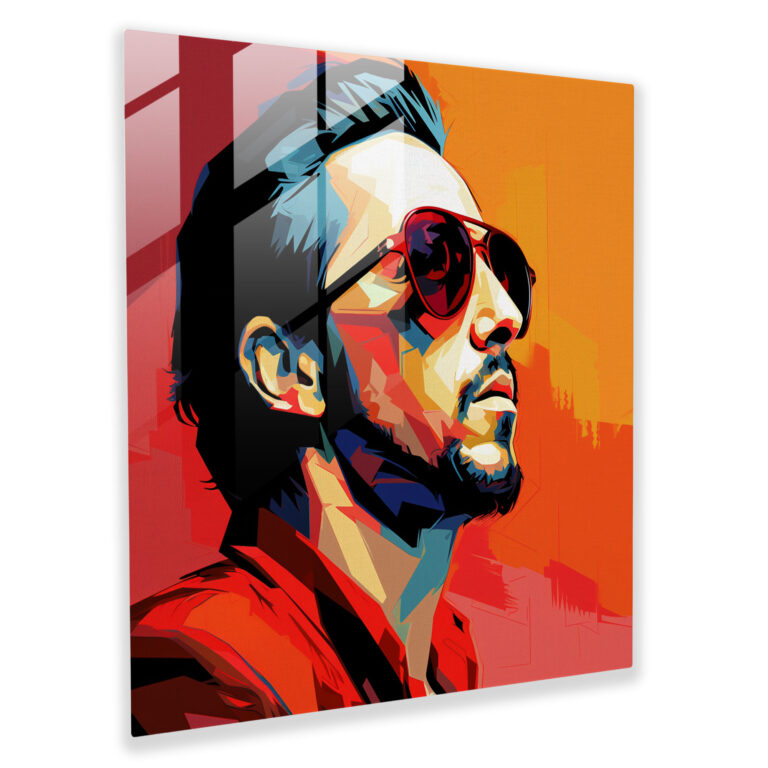 Cooles Pop-Art Glasbild - Berühmter Musiker Wanddekoration Glaswandkunst