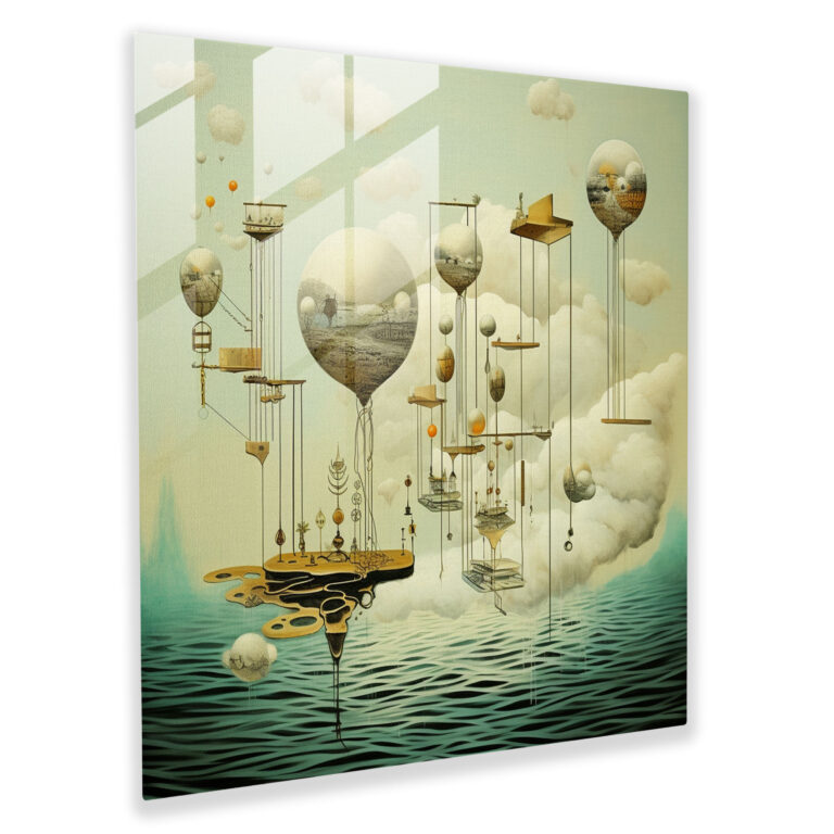 Cooles Surreales Glasbild - Moderne Kunst Glasdesign Wohnraumdekoration