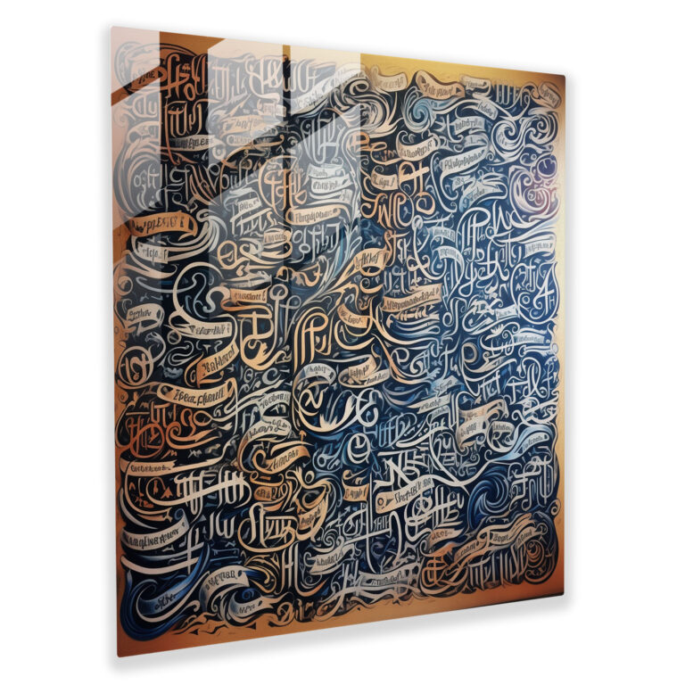 Cool Kalligrafie Glasbild - Inspiration Positivität Worte und Ausdrücke