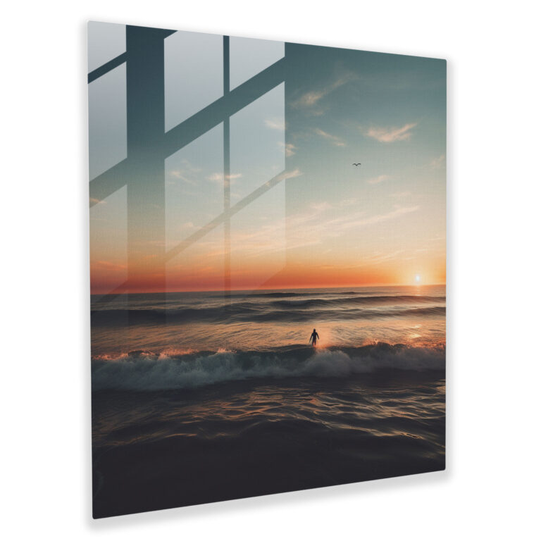 Glasbild Cool Solitude - Surfer Glas Kunst