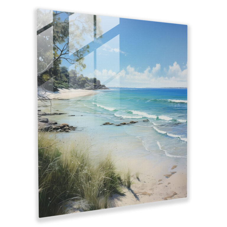 Erfrischendes Glasbild - Wanddekoration kristallklares Wasser Strandlandschaft