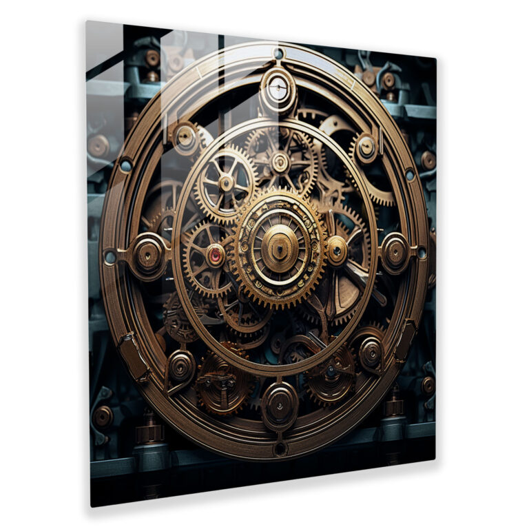 Glasbild Industrieller Cool - Kühles Thema Glas Wandkunst Maschinen in Bewegung