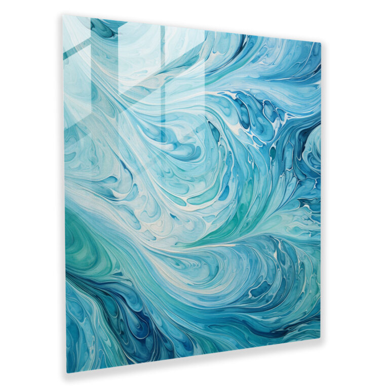 Cooles Ozeantraum Glasbild - Abstraktes Gemälde Glas Kunst Glas Wandkunst