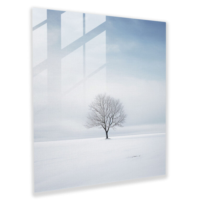 Kühles Winterstille Glasbild - Ruhe Glas-Wandkunst Moderne Kunst