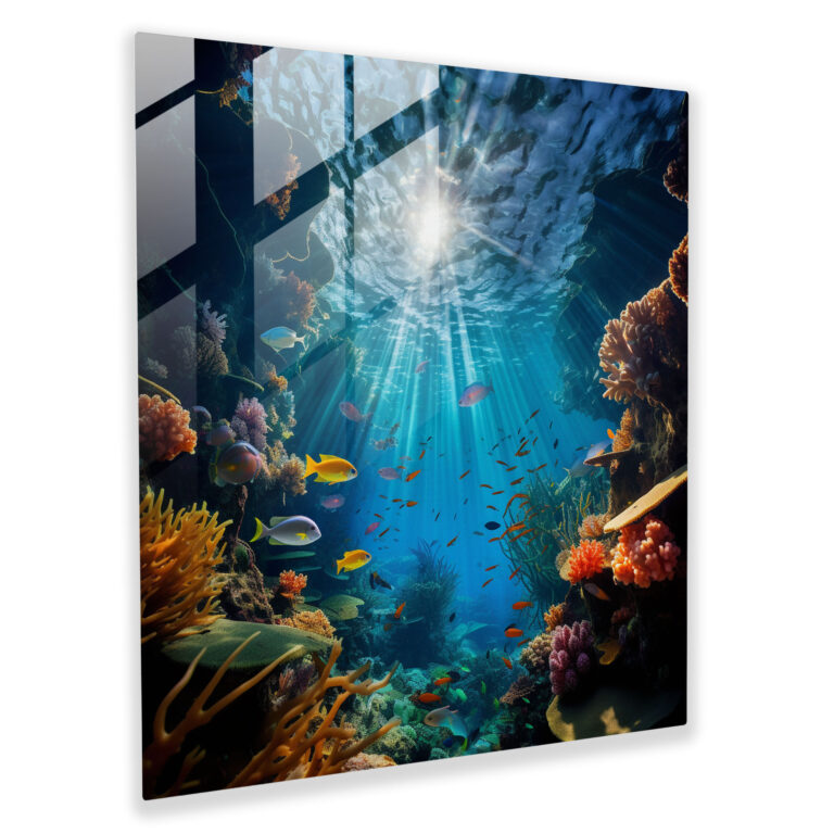 Faszinierendes Unterwasser Glasbild - Modernes Kunstwerk für die Wanddekoration
