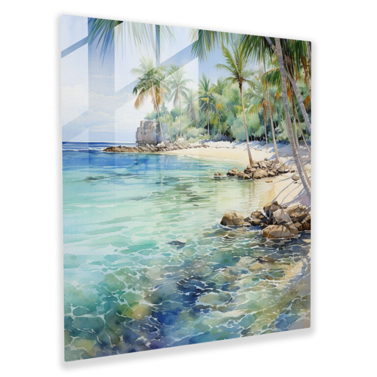 Glasbild Cool Paradise - Tropisches Wohnaccessoire für Zuhause am Strand
