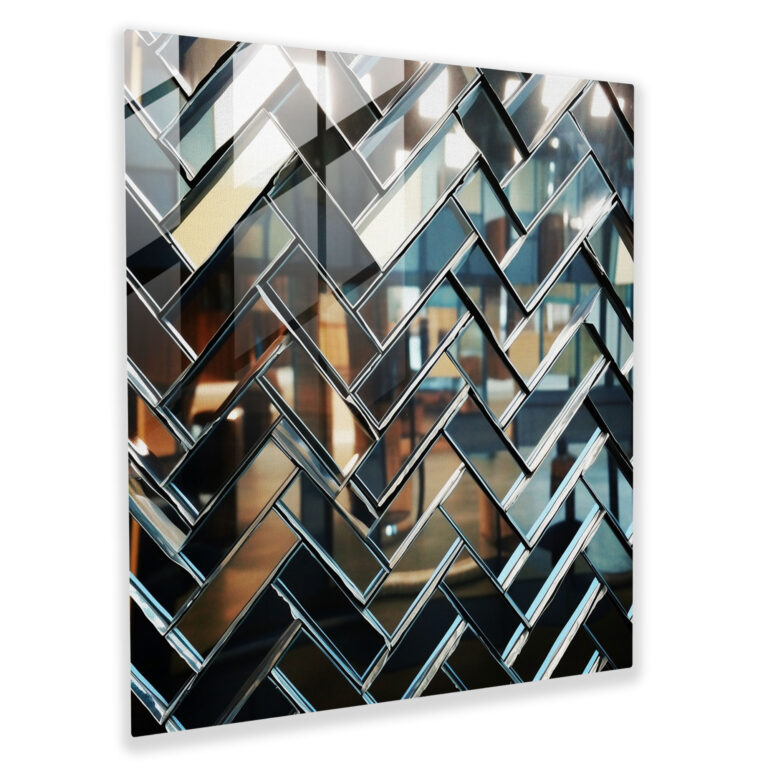 Cooles Mosaikspiegel-Glasbild - Stilvolles Flair mit geometrischem Muster und spiegelnden Glasfliesen