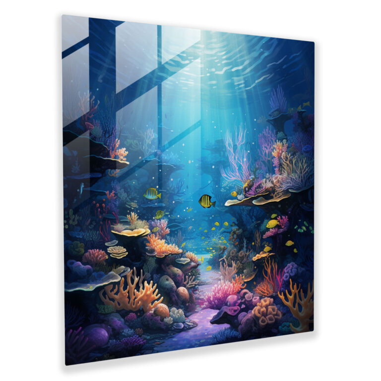 Kühle blaue Tiefen Glasbild - Ruhevolles lebendiges Meeresleben