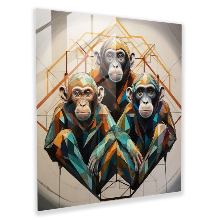 Glasbild mit 3 Affen - 3 Affen Glas Wandkunst Glas Kunst Wohnkultur