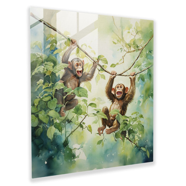 Glasbild mit 3 Affen - Wanddekoration aus Glas Kunst aus Glas