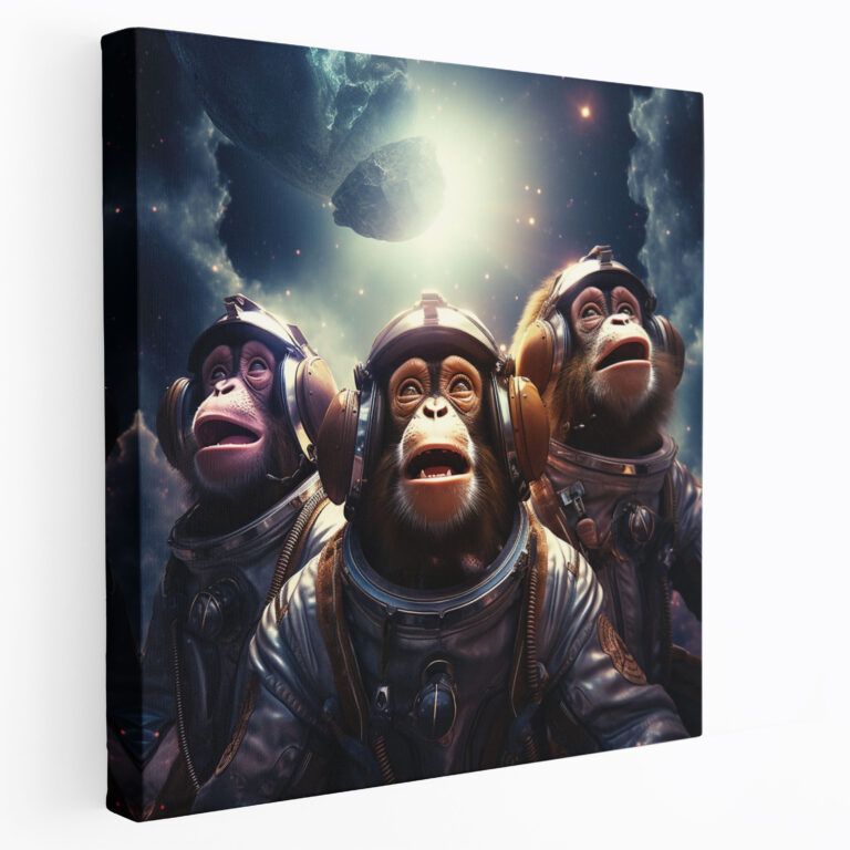 Leinwandbild Cosmic Monkeys - 3 Affen digitale Illustration Leinwand Wandkunst