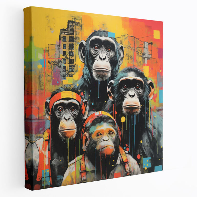 Urban Energy 3 Monkey Leinwandbild - Affen Wandkunst Affen Leinwand Wandkunst