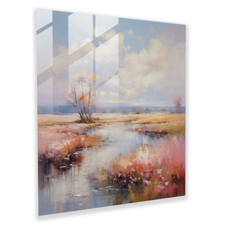 Glasbild mit Pastell-Landschaft - Künstlerische Wanddekoration