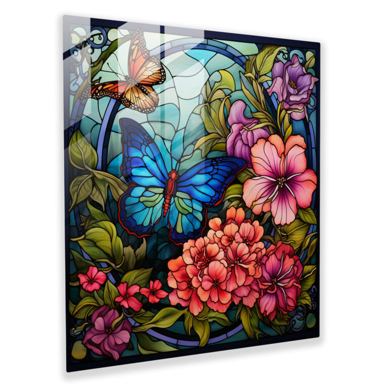 Stained Glass Print mit natürlicher Note - Blumige Harmonie