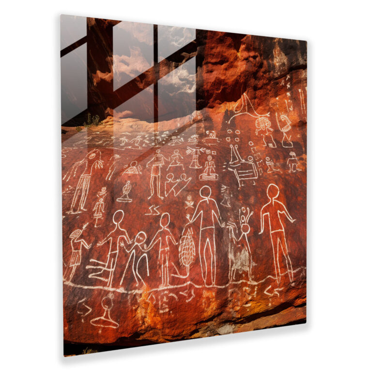 Aboriginal Felskunst Glasbild - Aboriginal Glas Wandkunst Moderne Kunst Glasbild