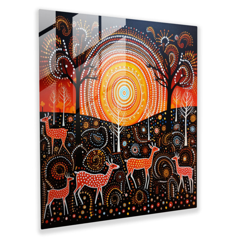 Aboriginal Punktmalerei Glaswandkunst - Aboriginal Wanddekoration Moderne Kunst Glaskunst.