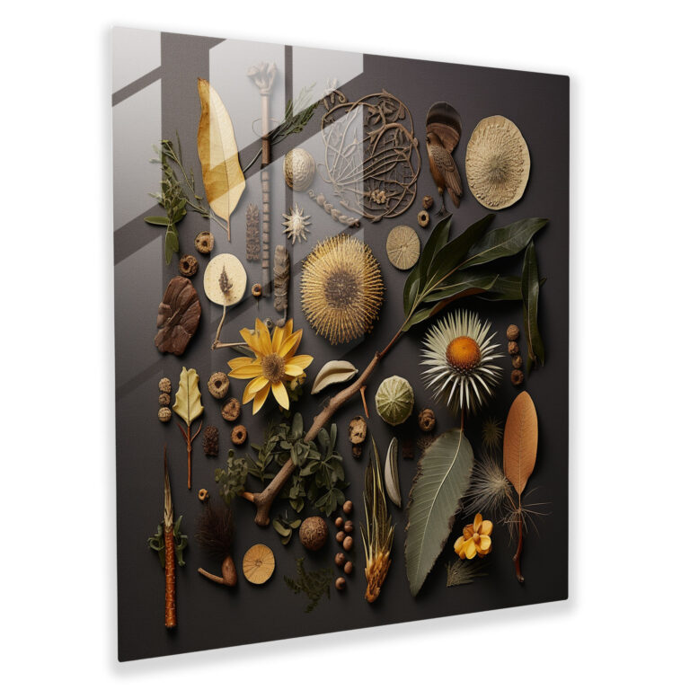 Glasbild einheimische Flora und Fauna - Aboriginal Wohnaccessoires natürliche Texturen Fauna.