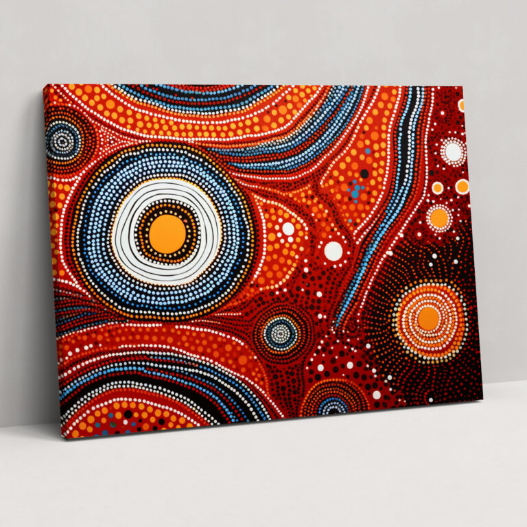 Aboriginal Leinwandbild: Traumzeit Punkt Malerei - Aboriginale Punkt Malerei Wandkunst