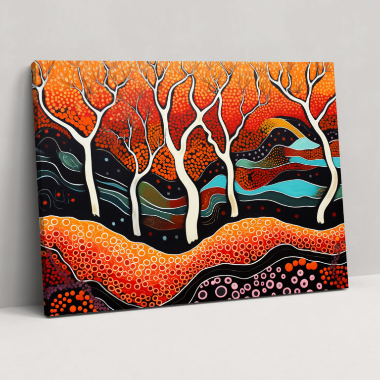 Aboriginal Leinwandbild: Outback Landschaft - Aboriginal Outback Landschaft Wohn-Dekoration