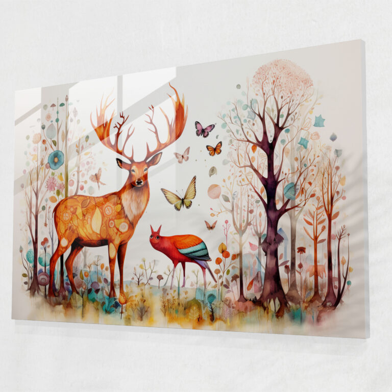 Glasbild mit einheimischer Tierwelt - Aborigine Glas Kunst Wanddekoration Natur