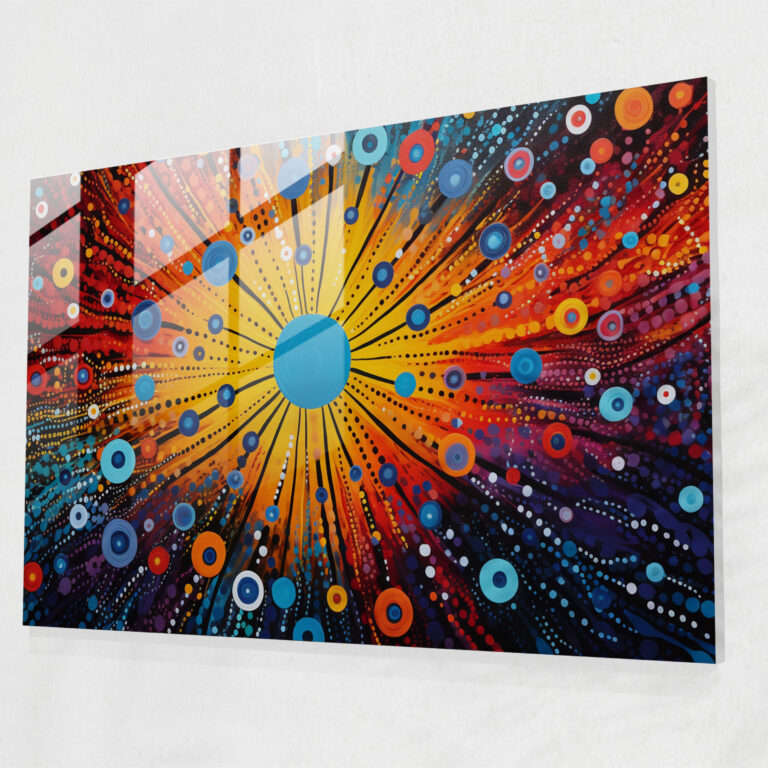 Abstraktes Aboriginal Glasbild - Ahnengeister - Farben Ahnengeister Aborigines