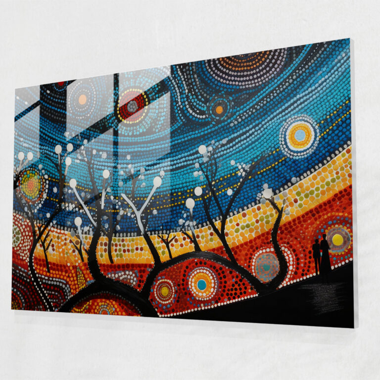 Aboriginal Glas Kunst - Traditionelles Mosaik - Aboriginal Aboriginal Erzählkunst Dekoration für Zuhause Glasmosaik