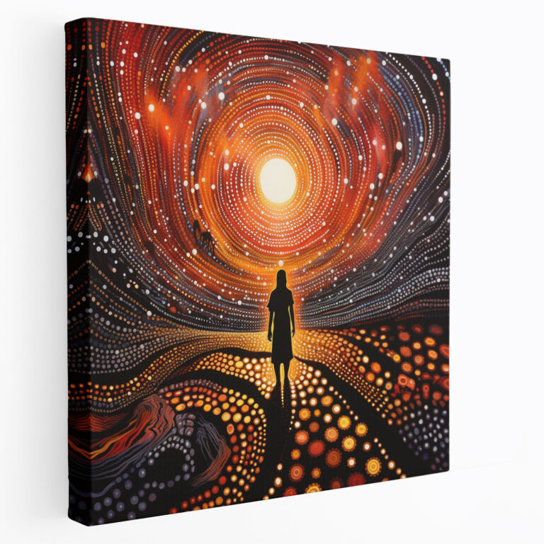 Aboriginal Wandkunst aus der Traumzeit - Wohnraumdekoration Leinwandbild Wanddekoration