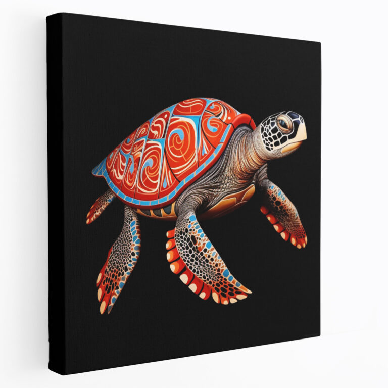 Aboriginales Tier Leinwandbild: Meeresschildkröte - Traditionelle Muster Weisheit Von Aborigines inspiriert.