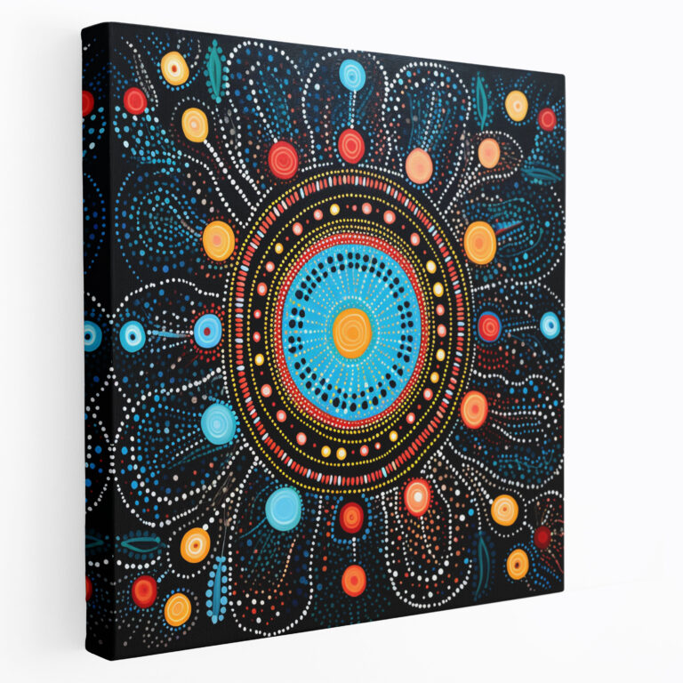 Aboriginal Traumfänger Leinwandbild: Schutz & Harmonie - Aboriginal Leinwandbild Harmonie
