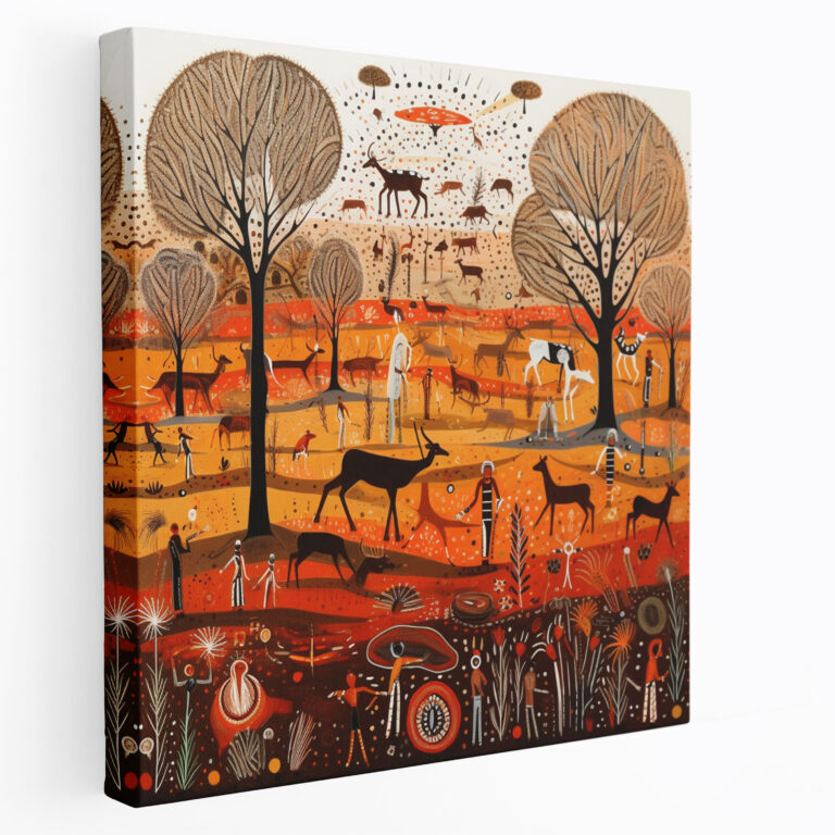 Traditionelles Aboriginal-Jagd Leinwandbild - Aboriginal Wildlife Jäger Leinwand Wandkunst