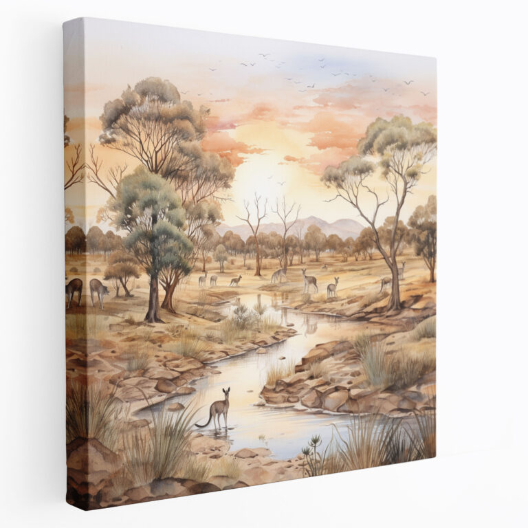 Aboriginal Outback Wanddekoration - Aboriginal Outback Leinwand Aquarellmalerei