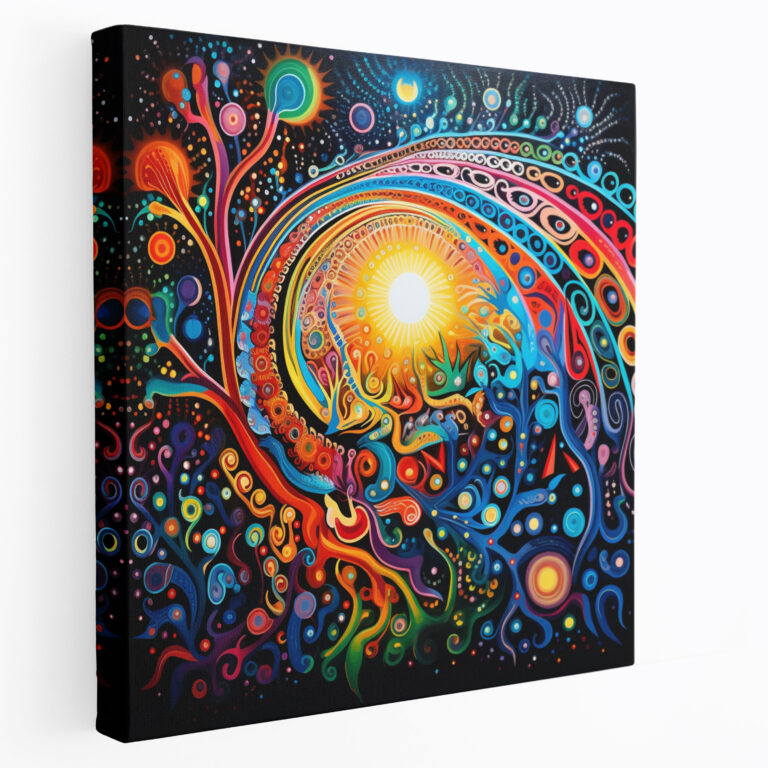 Aboriginal Leinwandbild - Traum vom Regenbogenschlangen - Wandkunst Leinwand