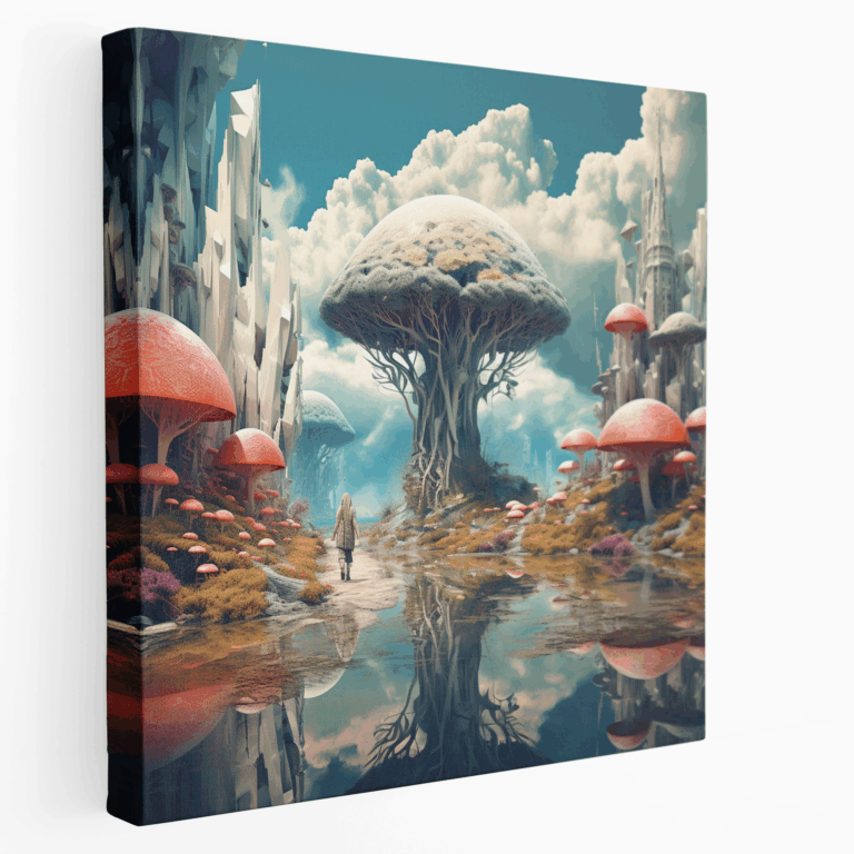 Digitales Kunst Leinwandbild mit surrealer Landschaft