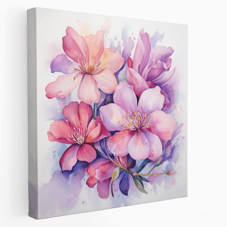 Blühende Blumen Aquarell Leinwandbild