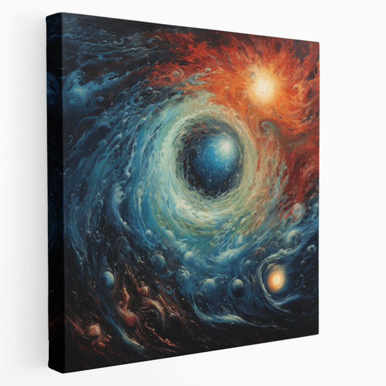 Abstraktes Ölgemälde Leinwandbild: Kosmische Reise
