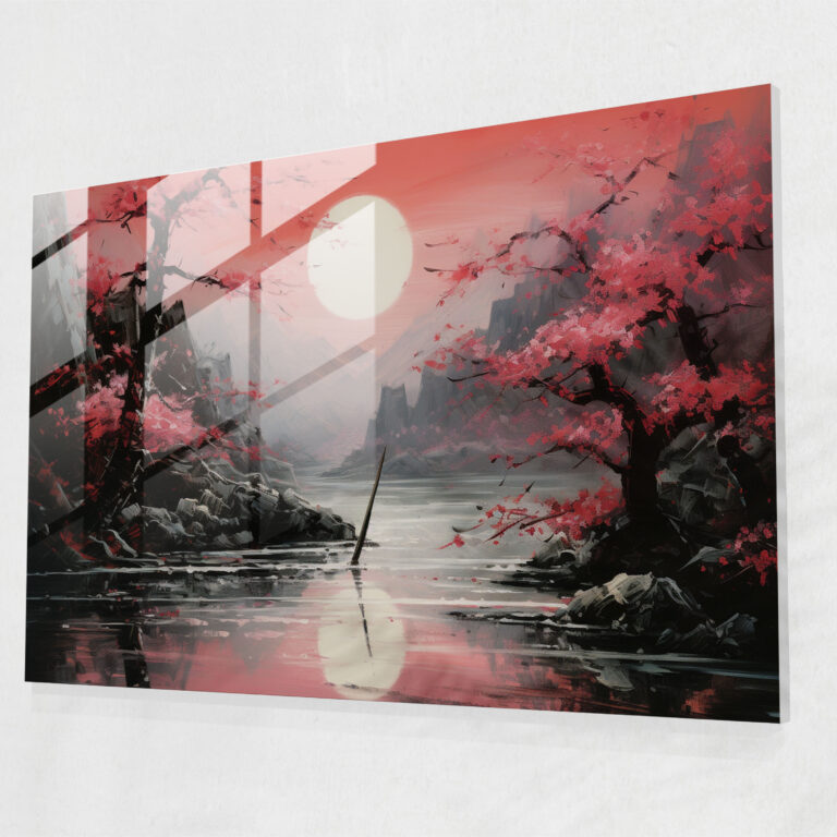 Japanisches Katana Glasbild - Antike Waffen moderne Kunst Wanddekoration