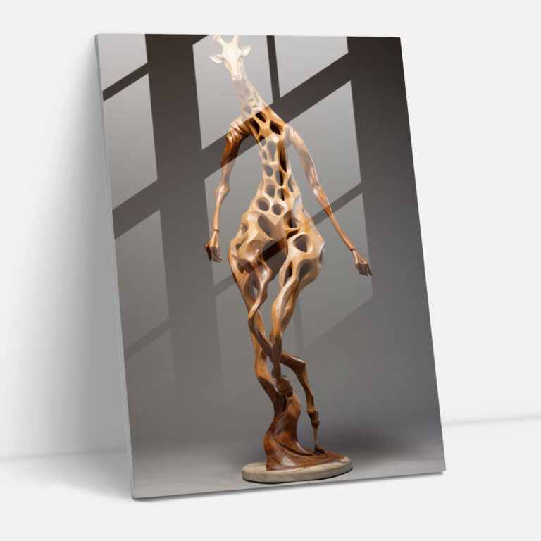 Glasbild mit abstrakten Tieren - Tiere in Menschengestalt abstrakte Skulptur verspielt Wohnkultur