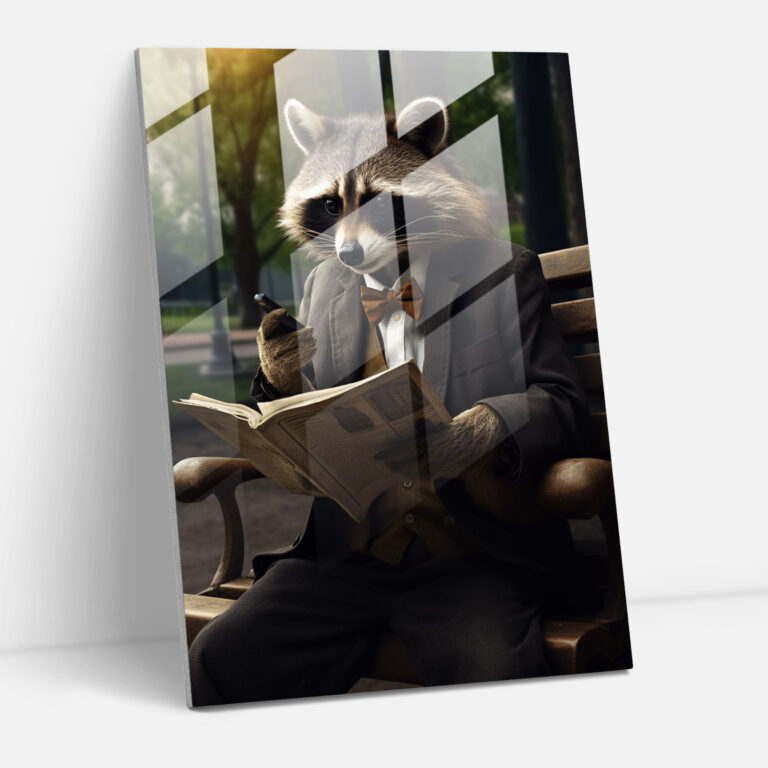 Tiere verkleidet als Menschen Glasbild - Moderne Kunst verspielte Dekoration Glas Wandkunst