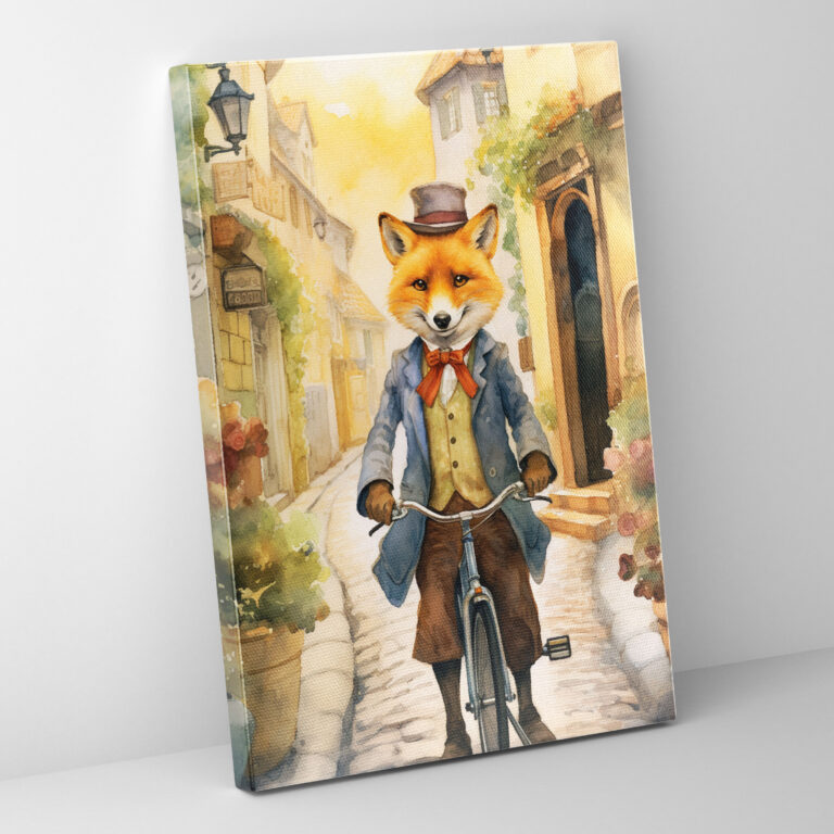 Tiere in menschlicher Kleidung Wandkunst - Tiere in menschlicher Kleidung malerisches Dorf Wandkunst Fuchs in Retro-Kleidung