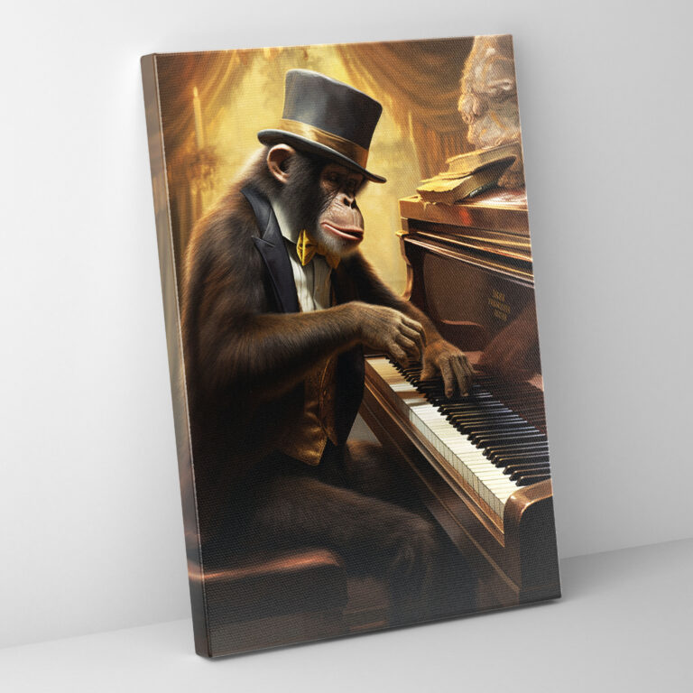 Tiere im Menschenlook Leinwandbild - Tiere im Menschenlook Wohnkultur Vintage-Stil Gemälde Wandkunst.