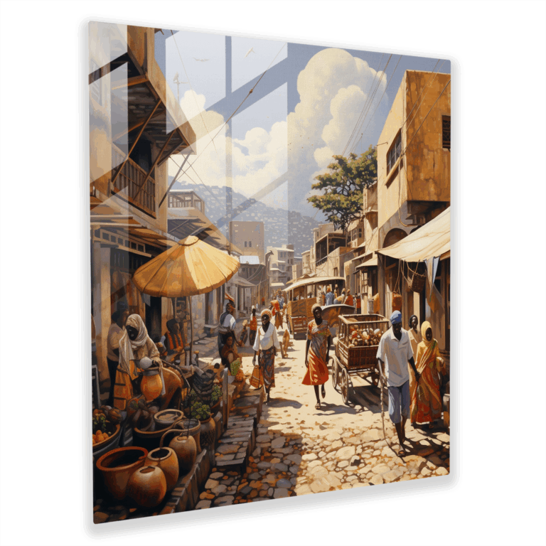 Elegante Glasbilder - Afrikanisches Straßen Glaswandkunst Wohnkultur