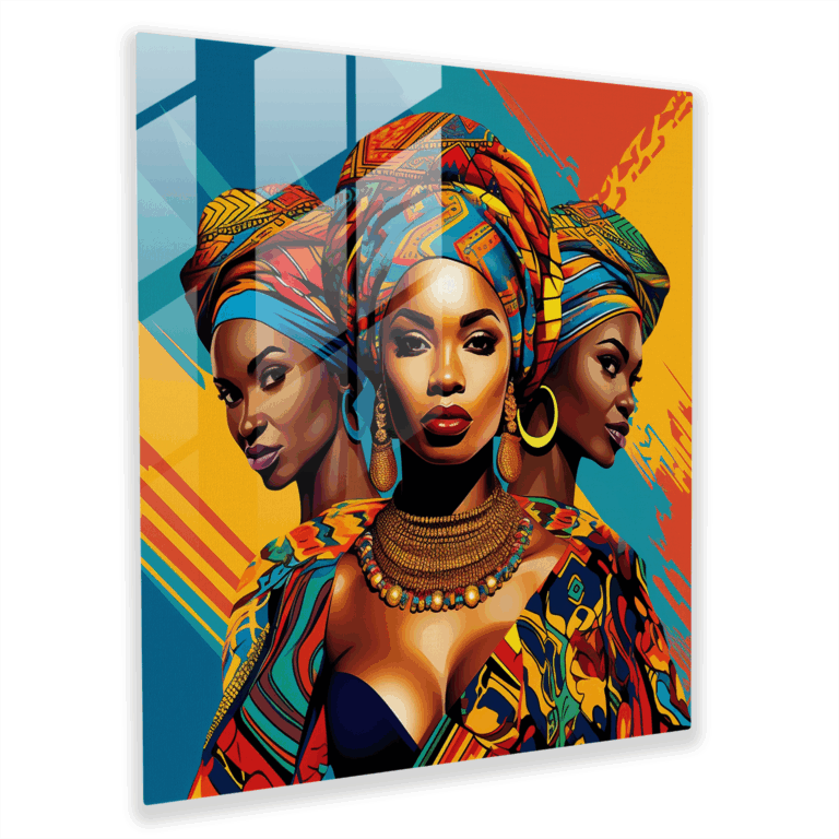 Glasbild Ethnoausdruck - Pop-Art-Illustration Glaswandkunst-Dekor