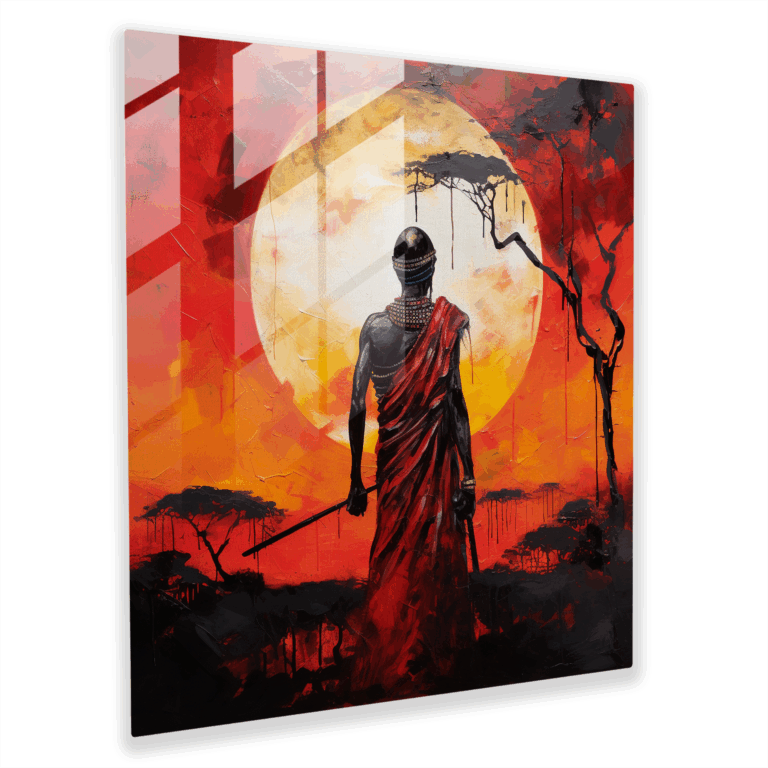Maasai Krieger Erbe Glas Wanddekoration