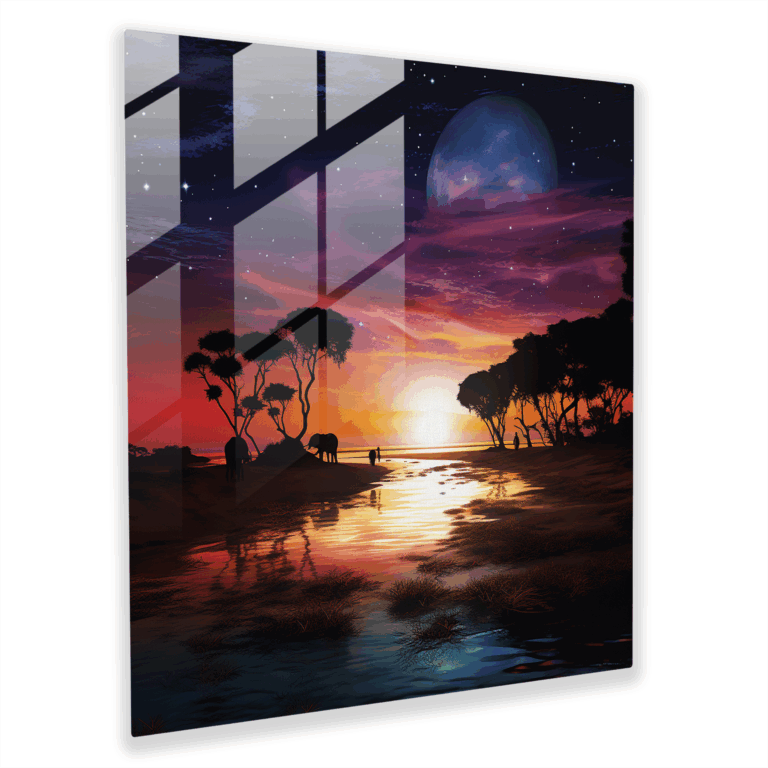 Glasbild Mondlicht-Serenade - Romantische Strandszene Glas-Wandkunst - Dekoration für Zuhause