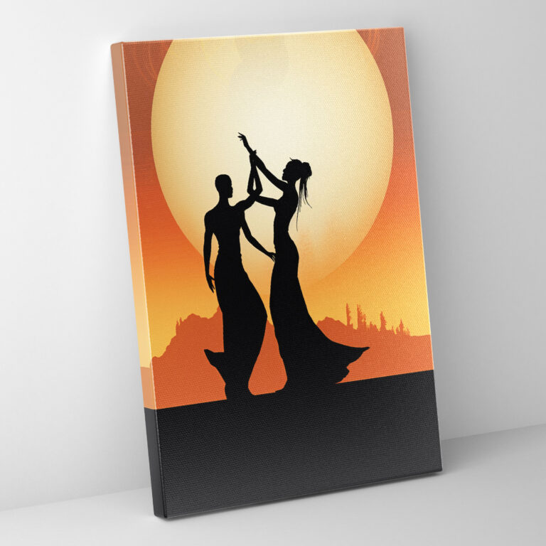 Afro Silhouette Leinwandbild - Afro Wandkunst Tänzer Silhouettenkunst