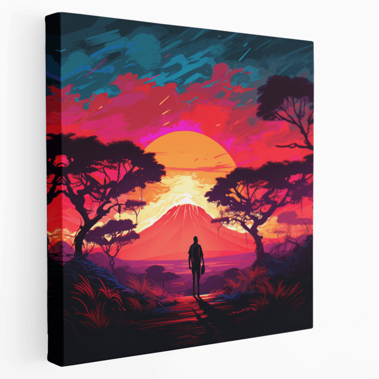 Kilimandscharo Sonnenuntergang Silhouette Leinwandbild