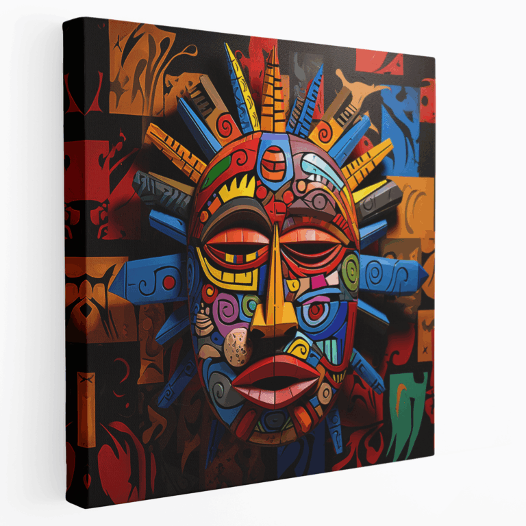 Tribal Mask Leinwandbild mit Graffiti