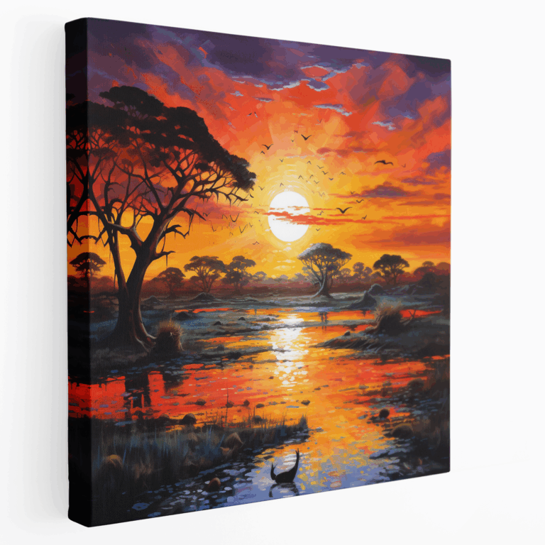 Afrikanische Sonnenuntergangs Träume Leinwandbild