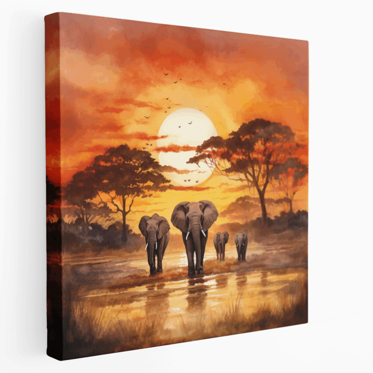 Leinwandbild mit Safari-inspiriertem Elefanten-Design